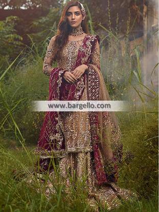 Latest Bridal Sharara Virginia Maryland USA Pakistani Designer Sharara