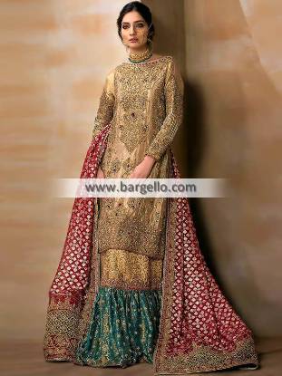 Pakistani Bridal Gharara, Designer Bridal Gharara, Bridal Gharara USA, Bridal Gharara Chicago, Bridal Gharara Illinois, Bridal Gharara Pakistan, rajkumari bridal, mirusah Pakistani Wedding Gharara, Gharara for Wedding, Pakistani Wedding Dresses, Bridal Wear Gharara