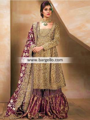 Lajwanti Indian Pakistani Bridal Angrakha Dresses USA Lilburn Atlanta Angrakha Gharara Dresses