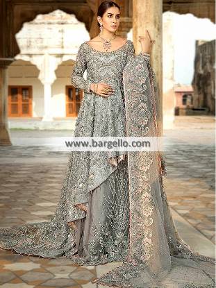 Grey Net Anarkali Lehenga Suit Bridal Anarkali USA Laguna Hills California