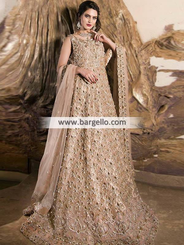 Pakistani Bridal Pakistani Walima Maxi Dress in Ice Blue – Nameera by Farooq