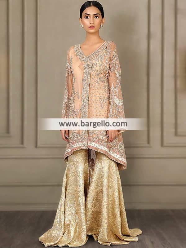 Pakistani Gharara Suits with Angrakha Style Shirt Glasgow Scotland Designer Gharara Suit