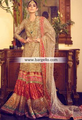 Traditional Wedding Gharara Bromley London UK Mukesh Work Bridal Wear