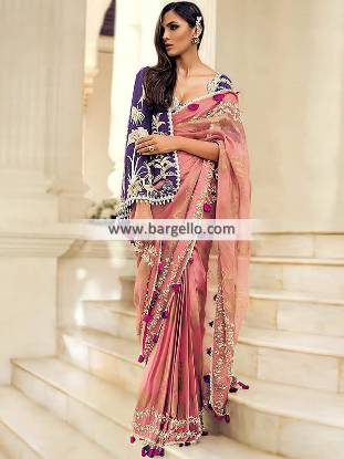 Pakistani Designer Saree for Bridal Party Event Formal Event Saree Modern Style Saree