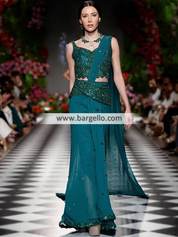Saree for Formal Occasion UK Pakistani Designer Saree Faraz Manan Saree