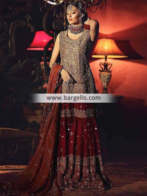 Bridal Gharara Newcastle London UK Latest Bridal Gharara Designs