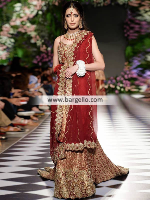 traditional red wedding lehenga