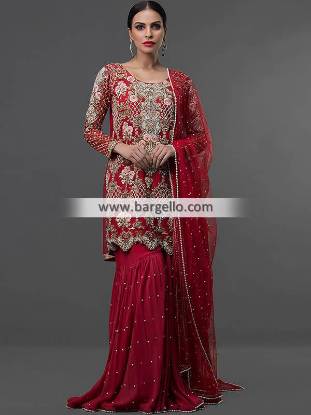 Latest Gharara Style with Short Shirt Pakistan Special Occasion Dresses India