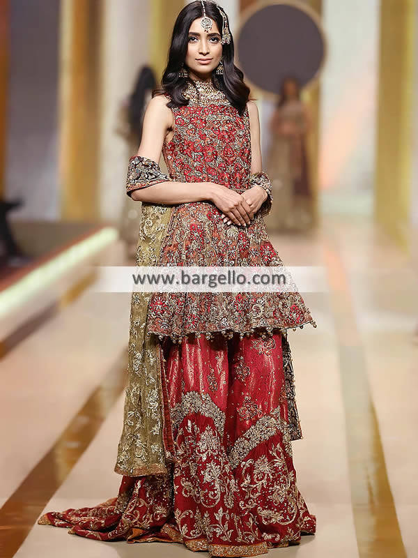 maroon wedding dresses pakistani