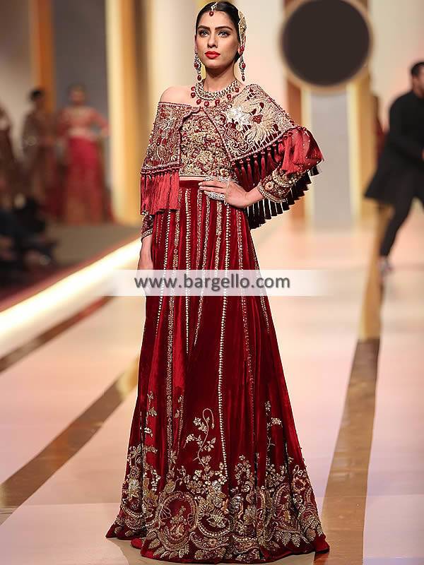 Cape Style Bridal Lehenga Dresses St. Louis Missouri MO USA Pakistani Designer Lehenga