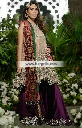 Pakistani Designer Anarkali Suits Baltimore Maryland USA Shirt with Sharara