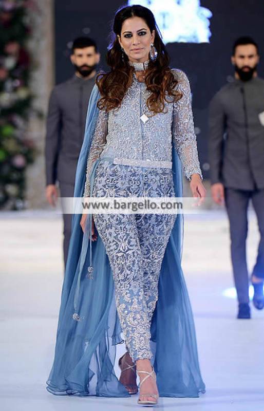 Exquisite Designer Jumpsuit with Embellished Waistbelt Soho Road UK Pakistani Jumpsuits HSY Wedding