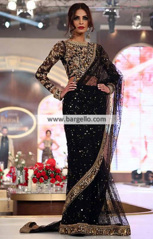 Pakistani Saree Designer Saree Black ...