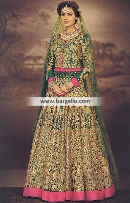 Ali Xeeshan Fashion Designer in Pakistan Green Bridal Lehenga