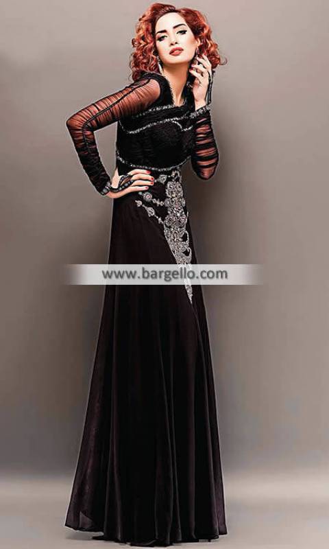 Black Evening Gown Evening Dresses Jersey City New Jersey NJ USA Pakistani Gown Cara Gowns