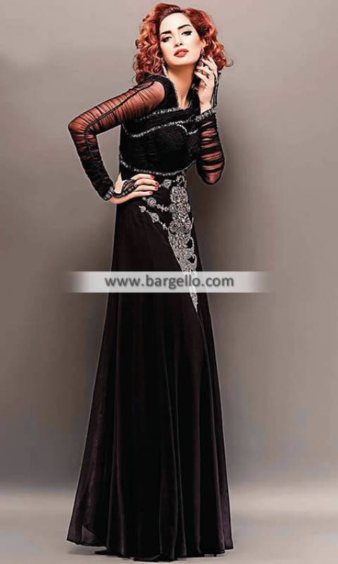 Black Evening Gown Evening Dresses Jersey City New Jersey NJ USA Pakistani Gown Cara Gowns