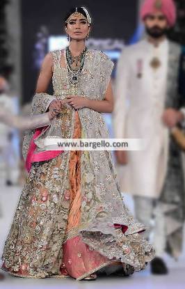 Grandiose Anarkali Bridal Dresses California CA USA for Wedding Banarasi Jamawar Lehenga