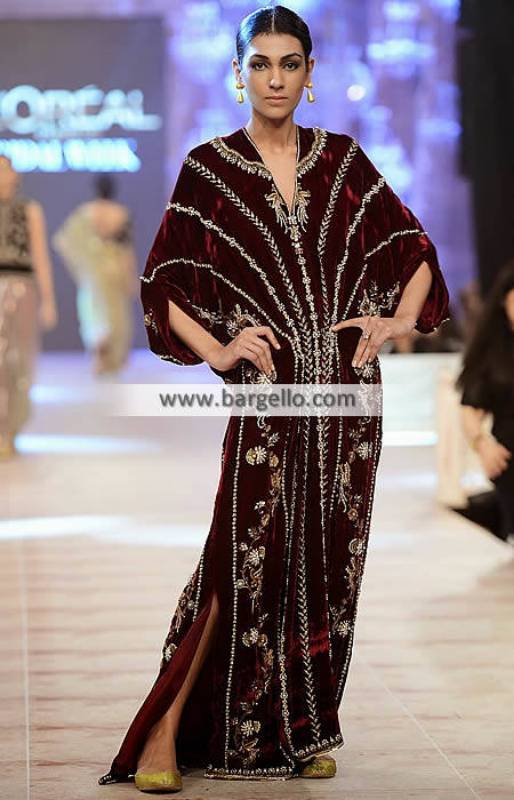 Stylish Kaftan in Velvet Kaftan Dresses Misha Lakhani Bridal Collection PFDC 2014
