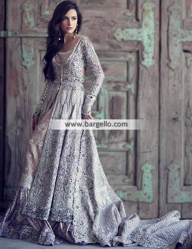 Pakistani Bridal Dress in Premium Gown Dupatta Style – Nameera by Farooq