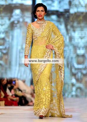 Faraz Manan Chiffon Saree Bell Bar London Wedding Saree Pakistan