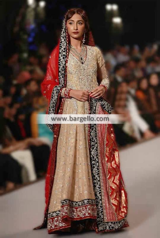 Zaheer Abbas Bridal Anarkali Suits Paris France Pakistani Anarkali Wedding Dresses PBCW 2014