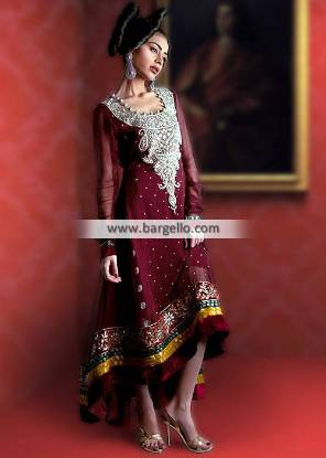 Dark Red Party Wear Dresses Women Evening Dresses Pakistan