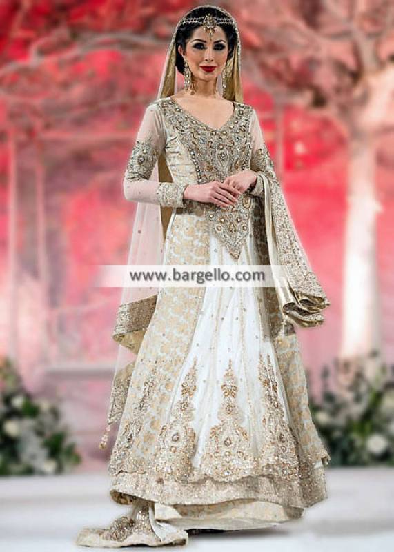 Amazing Off-White Bridal Lehenga Indian Pakistani Designer Wedding Lehenga