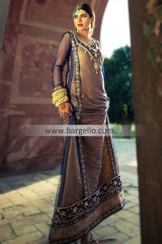 Embroidered Party Wear Suits For Evening Functions From Pakistan By Threads and Motifs