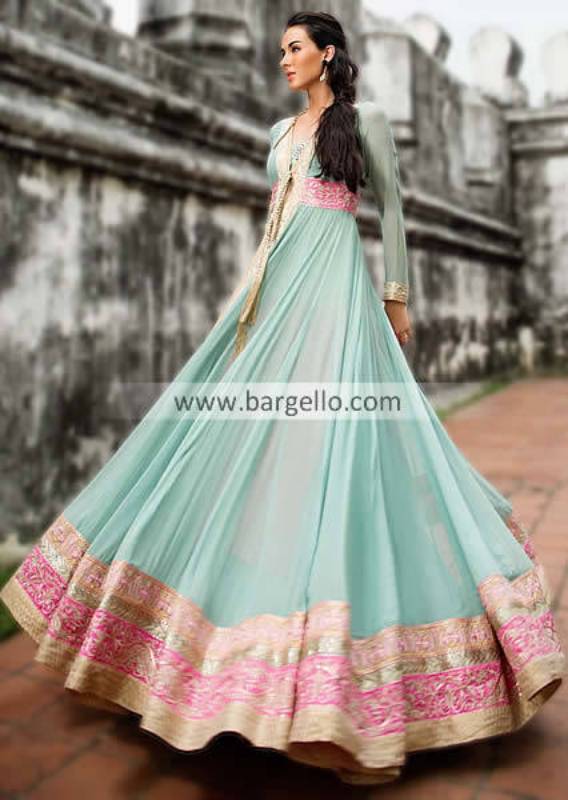 Amazing Turquoise Anarkali Dress with Super Cute Embroidery For Ladies 2013 by Threads and Motifs