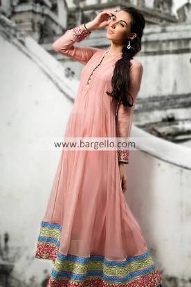 Astonishing Peach Anarkali Dress With Embroidery For Women 2013 by Threads and Motifs