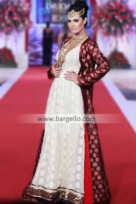 Nadia Hussain Wearing Embroidered Party Dress in Off White at Pantene Bridal Couture Week 2013