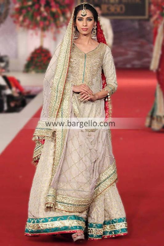 Asian Bridal Sharara Suits by Pakistani Designer Mehdi at Pantene Bridal Couture Week Bedford UK