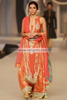 Orange Party Wears by Pakistani Designer Asifa and Nabeel at Bridal Couture Week 2013 Plano Texas