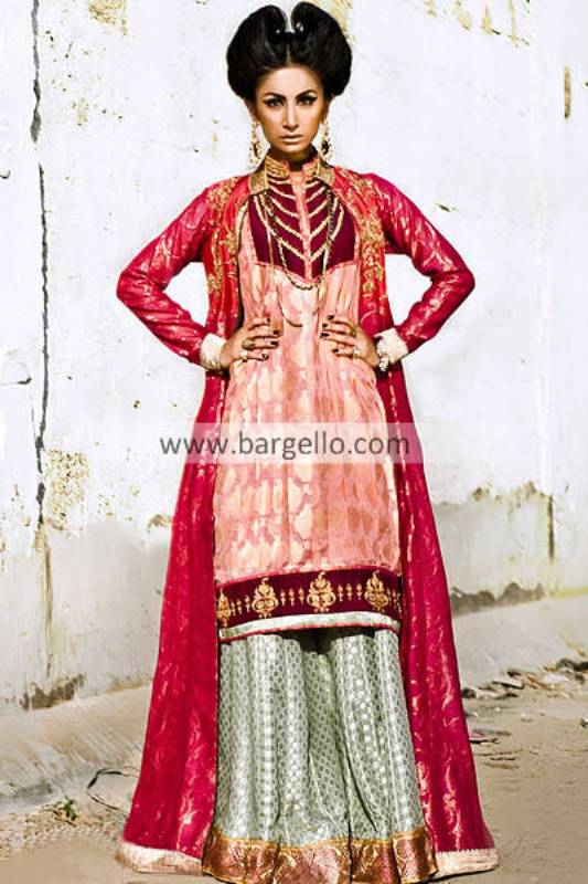Asian Bridal Sharara Suits 2013 Arlington Virginia, Asian Party Wears for Special Occasions 2013 USA