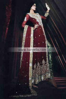 Latest Pakistani Red Bridals with Churidars 2013 By Designer Mehdi Union City California
