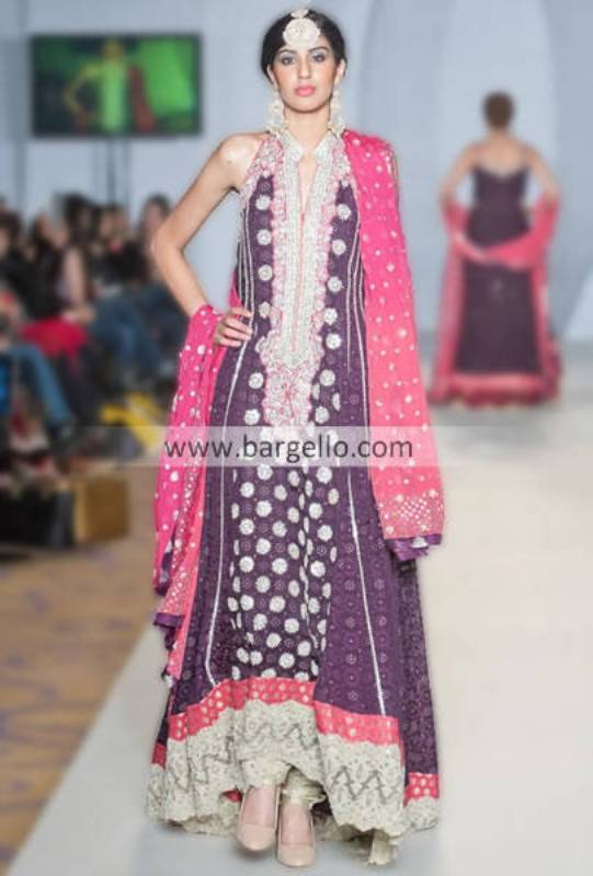 Zainab Chottani Gorgeous Designer Churidar Long Kameez Suits with Embroidery in PFW Liverpool UK