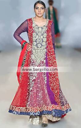 Waseem Noor Beautiful Embroidered Anarkali Outfit at Pakistan Fashion Week London UK