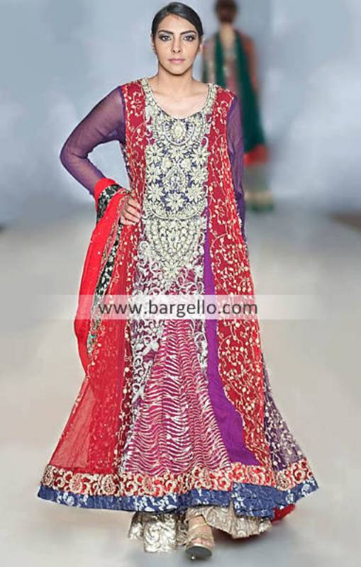 Waseem Noor Beautiful Embroidered Anarkali Outfit at Pakistan Fashion Week London UK