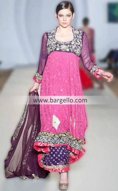 Ayesha Ibrahim's Pink Suit For Parties & Evening Occassions at Pakistan Fashion Week London UK