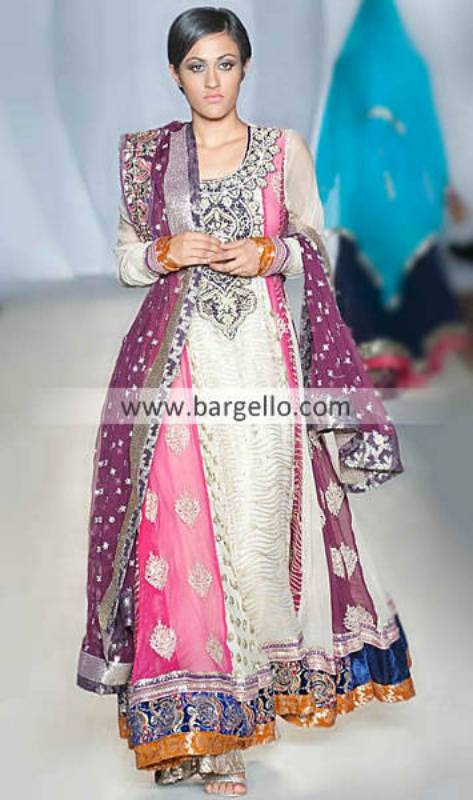 Ayesha Ibrahim's Glorious Colorful Anarkali Dress For Evning Parties at Pakistan PFW London UK