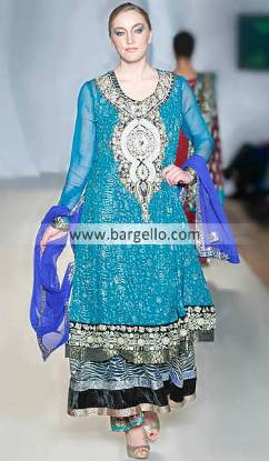 Zainab Sajid Gorgeous Blue Outfit For Special Occasions & Parties at Pakistan Fashion Week London
