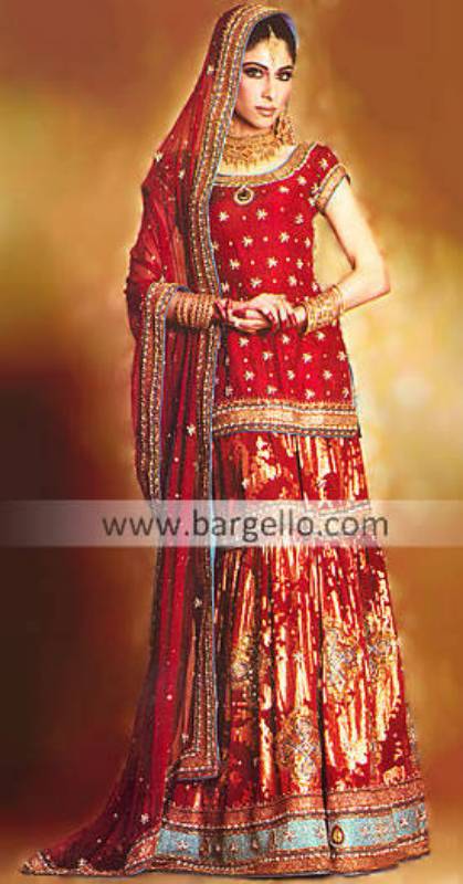 Latest Indian Pakistani Bridal Dresses, Indian Pakistani Wedding wear, Gharara Sharara Lehenga