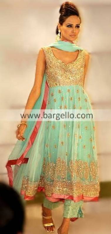 Anarkali Frock Style Dress - Designer Pishwas Dress With Trousers