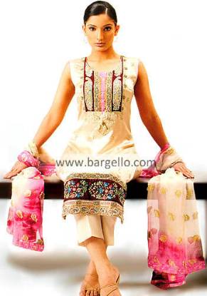 Shalwar Kameez Hand Embellished Dress With Capri Pants