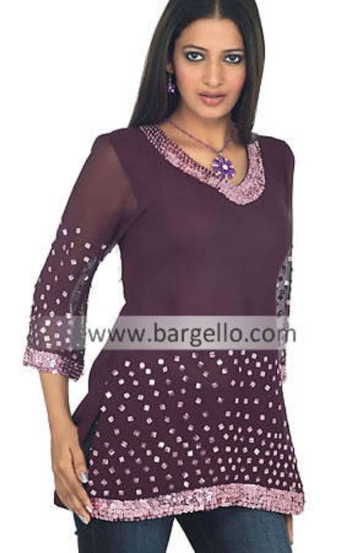 Casual Party Kurti Tunic Top Summer Top Hand Embellished