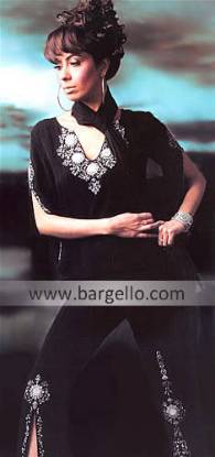 Black Pakistani Designer Evening Wear Embroidered Dress