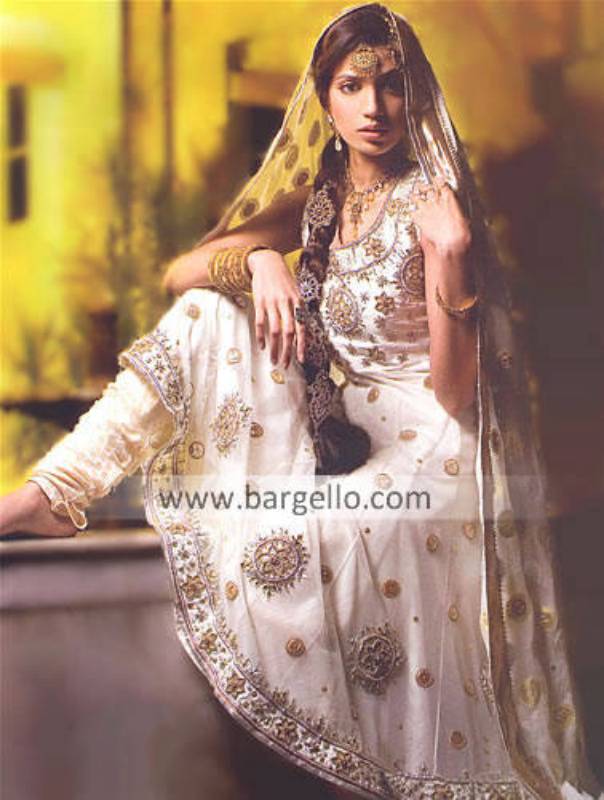 Off White Anarkalee Dress, Anarkali Dress Shop New York, USA