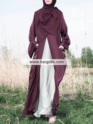 Caponata Raw Silk Open Abaya Lumington London UK Premium Quality Jilbab
