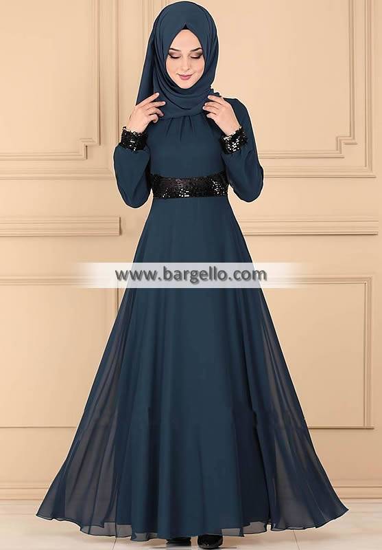 Prussian blue Tansy Montgomery Village Maryland USA Stylish Embroidered Jilbab