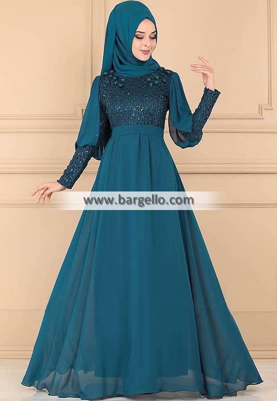 Teal Blue Lilac Melbourne Florida USA Stylish Embroidered Jilbab